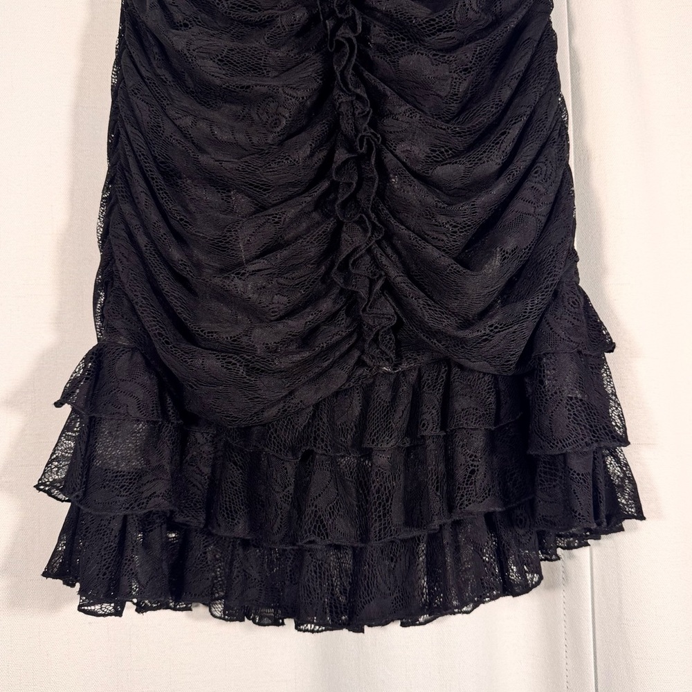 Bebe Y2K Black Lace Strapless Mini Dress - Picture 5 of 8
